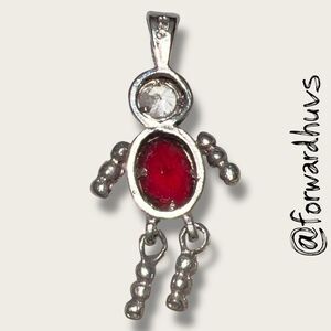 Kidstone Kollectable Jewelry Sterling Silver Pendant – Red & Clear CZ